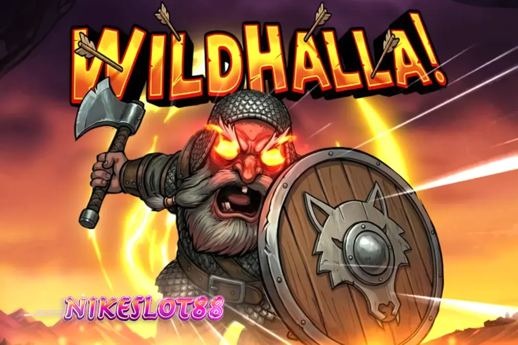 Tampilan visual slot Wildhalla dengan tema Viking dan fitur Walking Wild